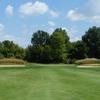 A view of green protected by bunkers at Champions Golf Course