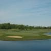 A view of hole #15 surrounded by water at Cumberland Trail Golf Course