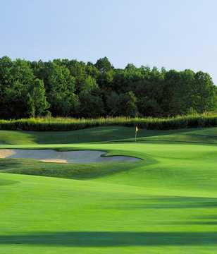 A view of green with bunker on the left at Double Eagle Club